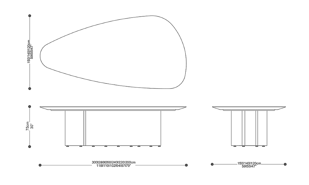 Image of the main dimensions of the product